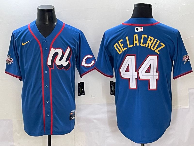 Men 2025 Cincinnati Reds #44 De Lacruz Blue All star Nike MLB Jersey style 3
